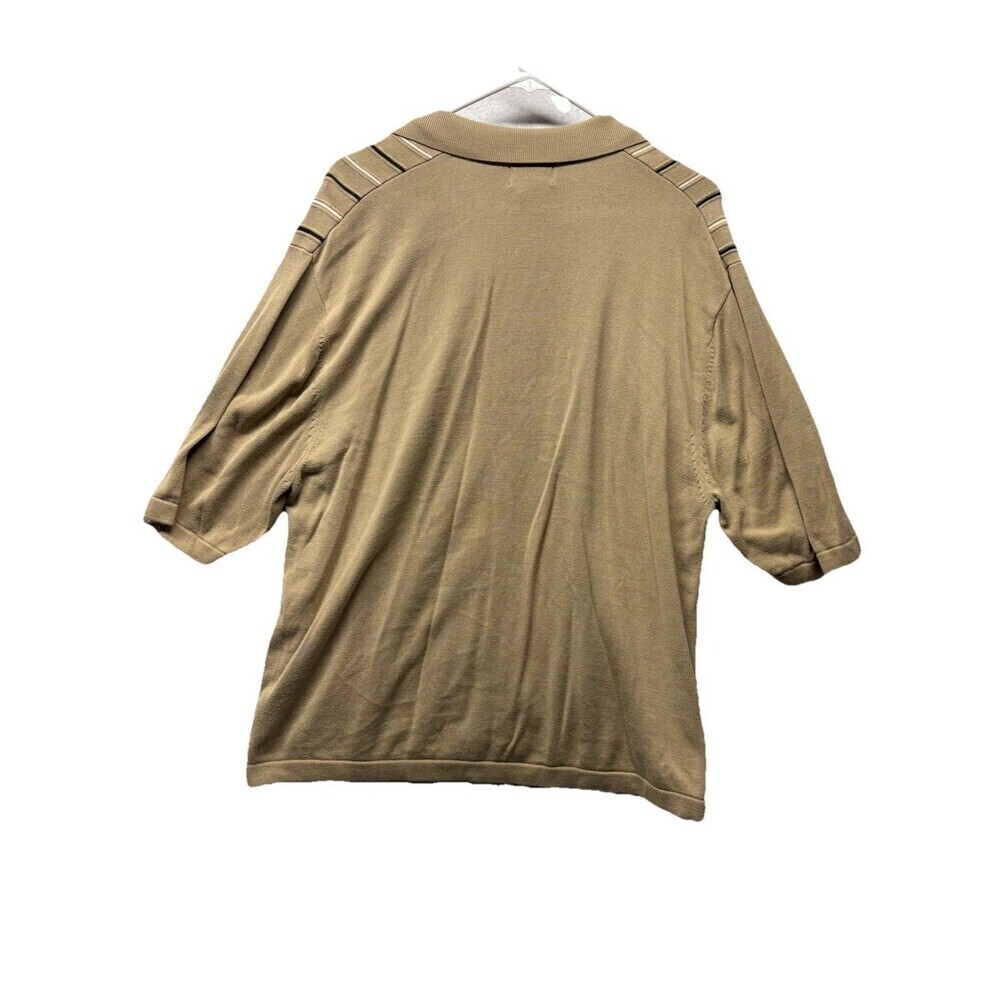 VTG Cezani Short Sleeve XL Silk Cotton Button Up Striped Sweater Y2k Mens Brown - Picture 4 of 4